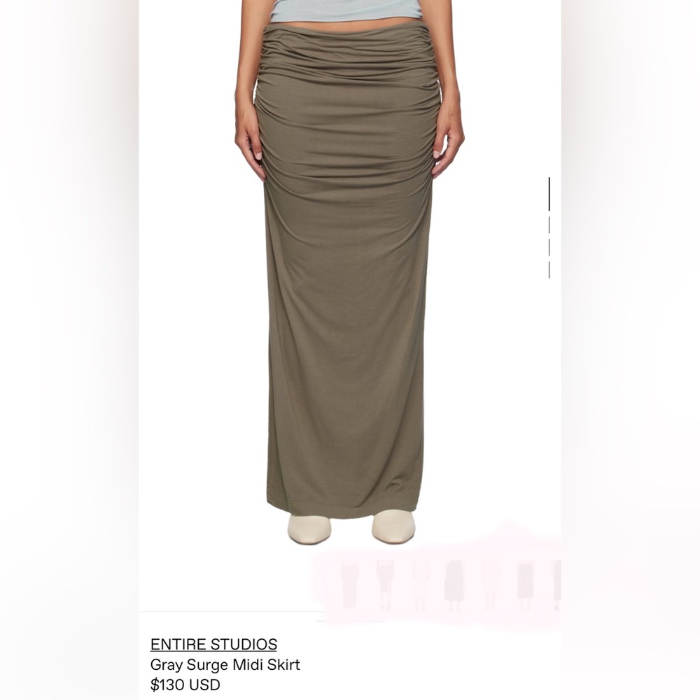 Entire Studios- Gray Taupe Jersey long skirt with ruching & back slit NWT!🔥